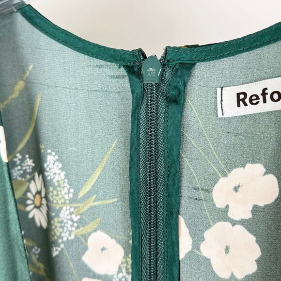 NWT Reformation Hedi Silk Dress Size 8 in Floral Green - Picture 7 of 8